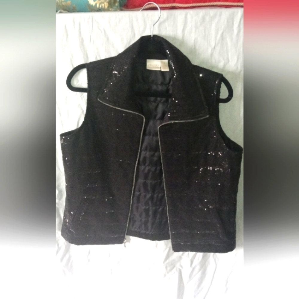 Sequin Chico's Black Vest.